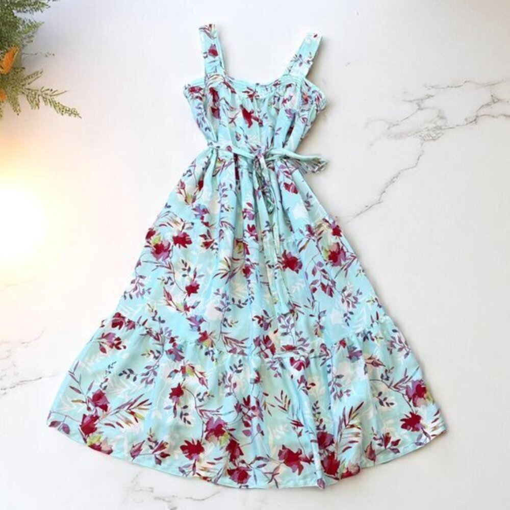 Ophelia Roe Blue Floral Maxi Dress Size Small